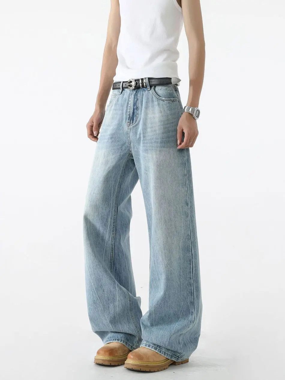 Japanese Brand Retro loose straight leg casual wide leg jeans Size US 30 / EU 46 - 2 Thumbnail