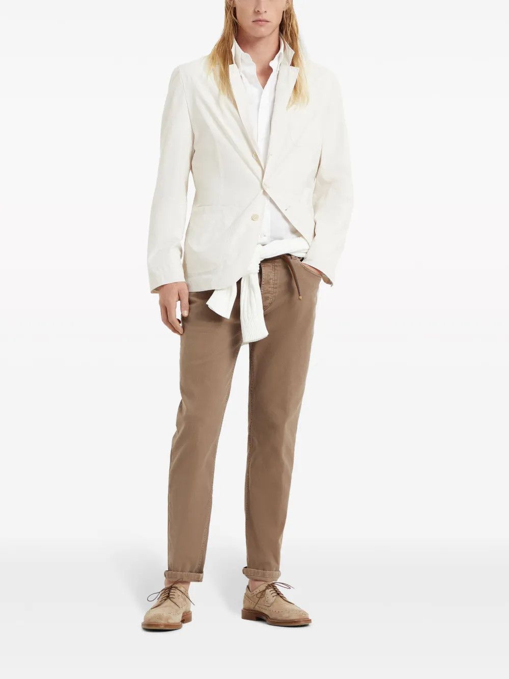 Brunello Cucinelli Jacket Water Resistant in Open White Size US L / EU 52-54 / 3 - 4 Thumbnail