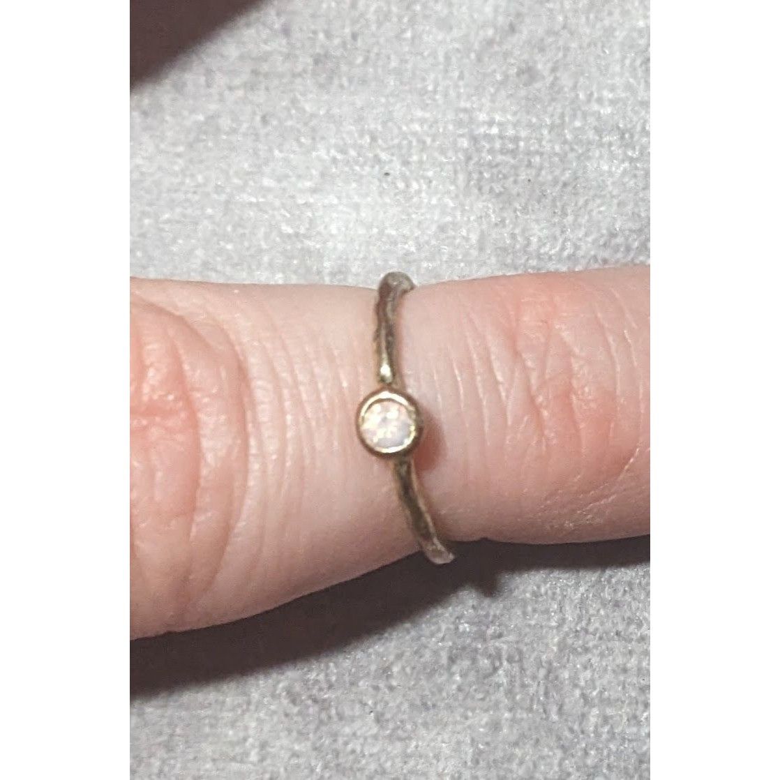 Other Minimalist Gold Tone Textured Ring With Tiny Pastel Pink Sto Size ONE SIZE - 12 Thumbnail