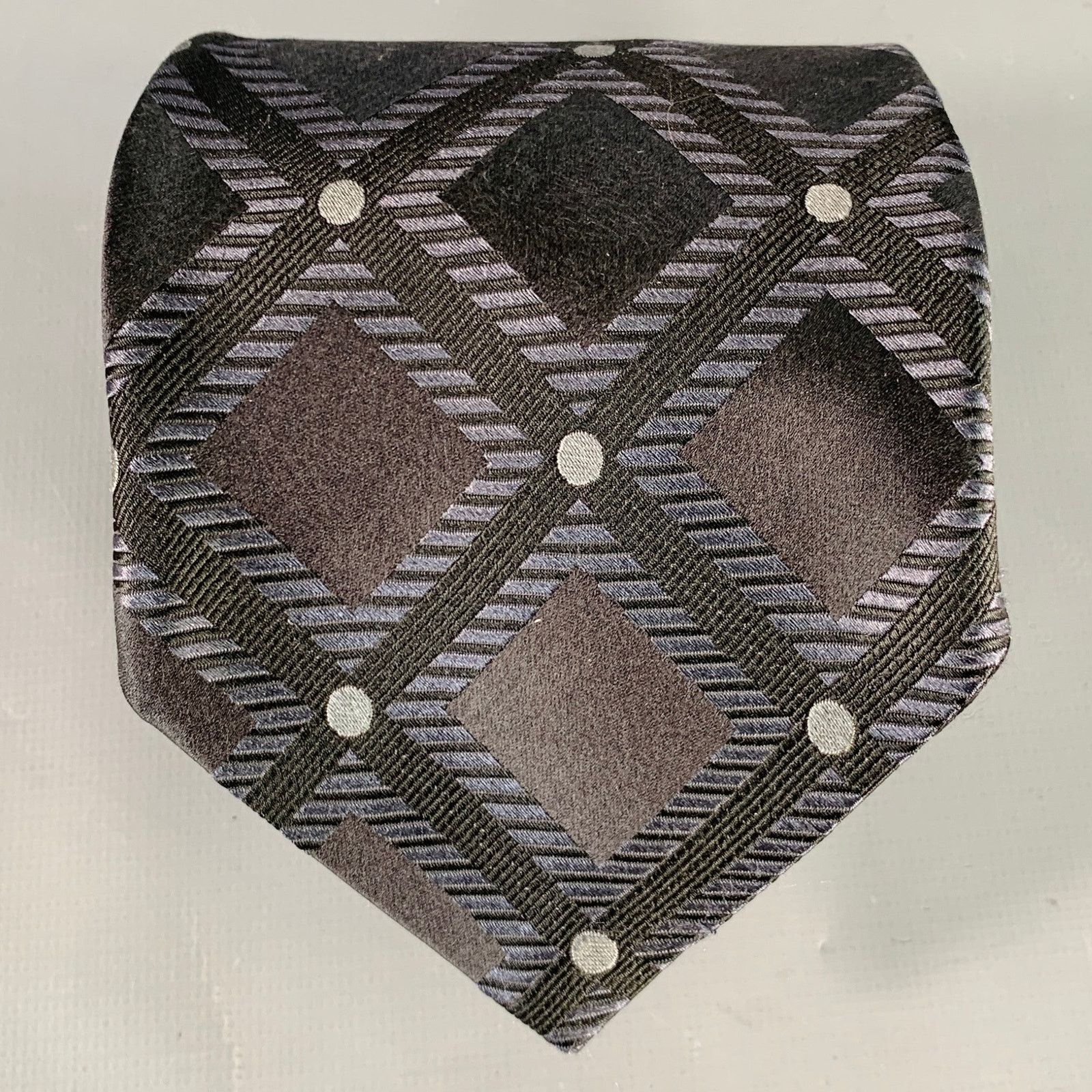 Ermenegildo Zegna ERMENEGILDO ZEGNA Black Navy Geometric Jacquard Silk Tie Size ONE SIZE - 1 Thumbnail