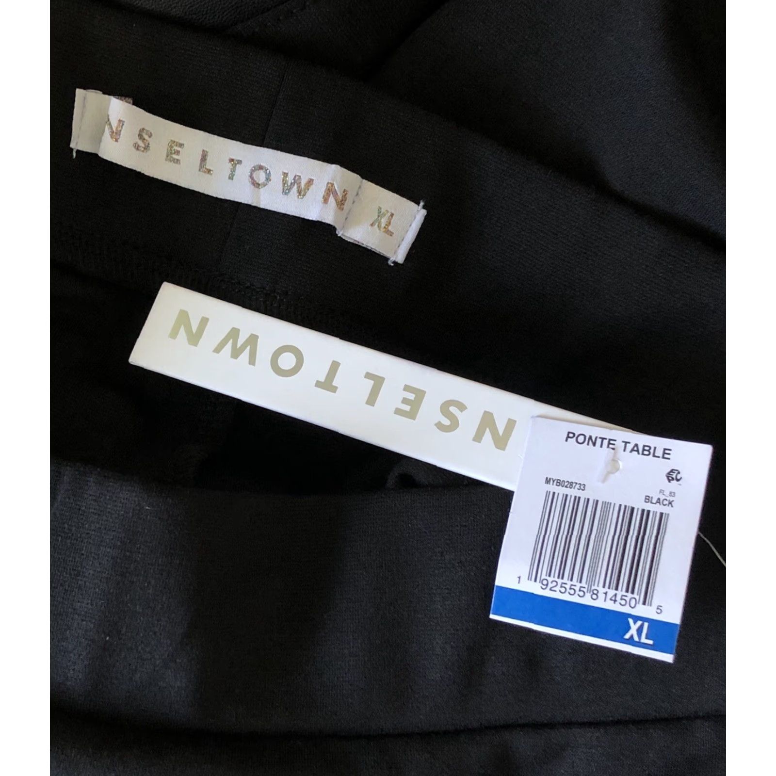 Vintage Tinseltown Pants NWT XL Cropped Ponte Knit 30"W 26" Inseam Black Faux Leather Trim Size 40" / US 18 - 3 Thumbnail