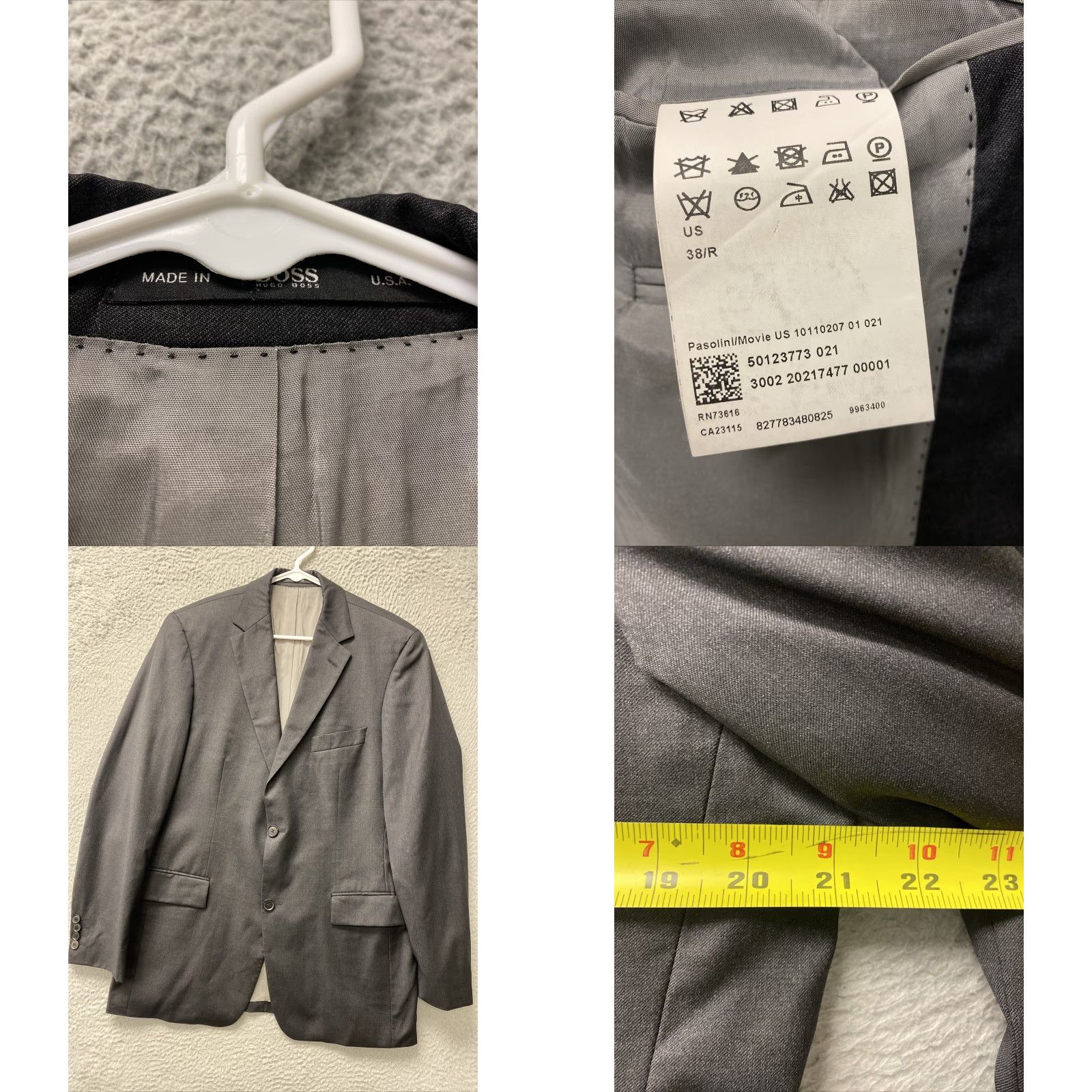 Hugo Boss HUGO BOSS VINTAGE Blazer Mens 38R Gray Tweed 2 Button Regular Fit Size 38R - 8 Thumbnail