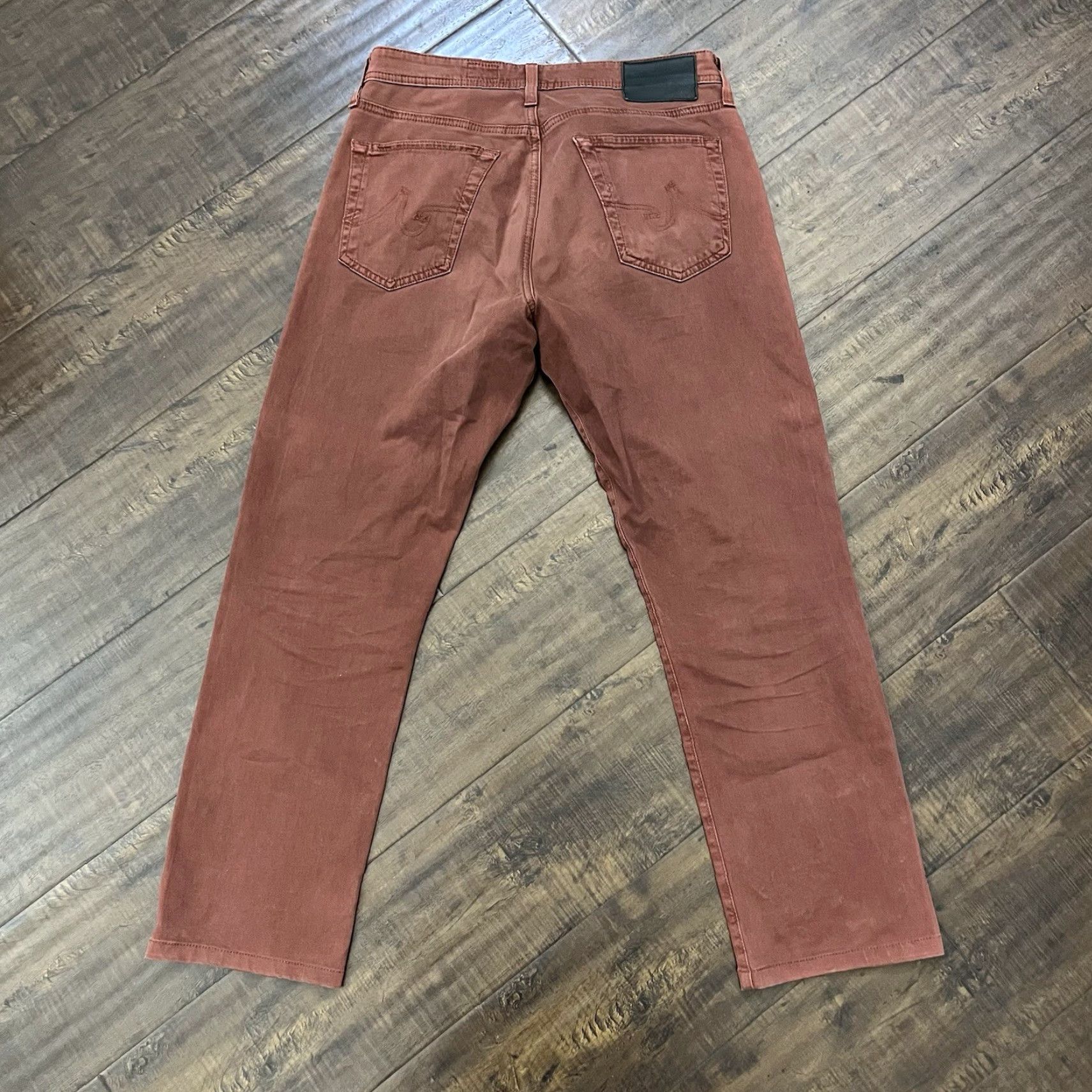 Vintage AG Adriano Goldschmied The Everett Chino Pants 31x34 Burgundy Men Slim Straight Size US 31 - 5 Thumbnail