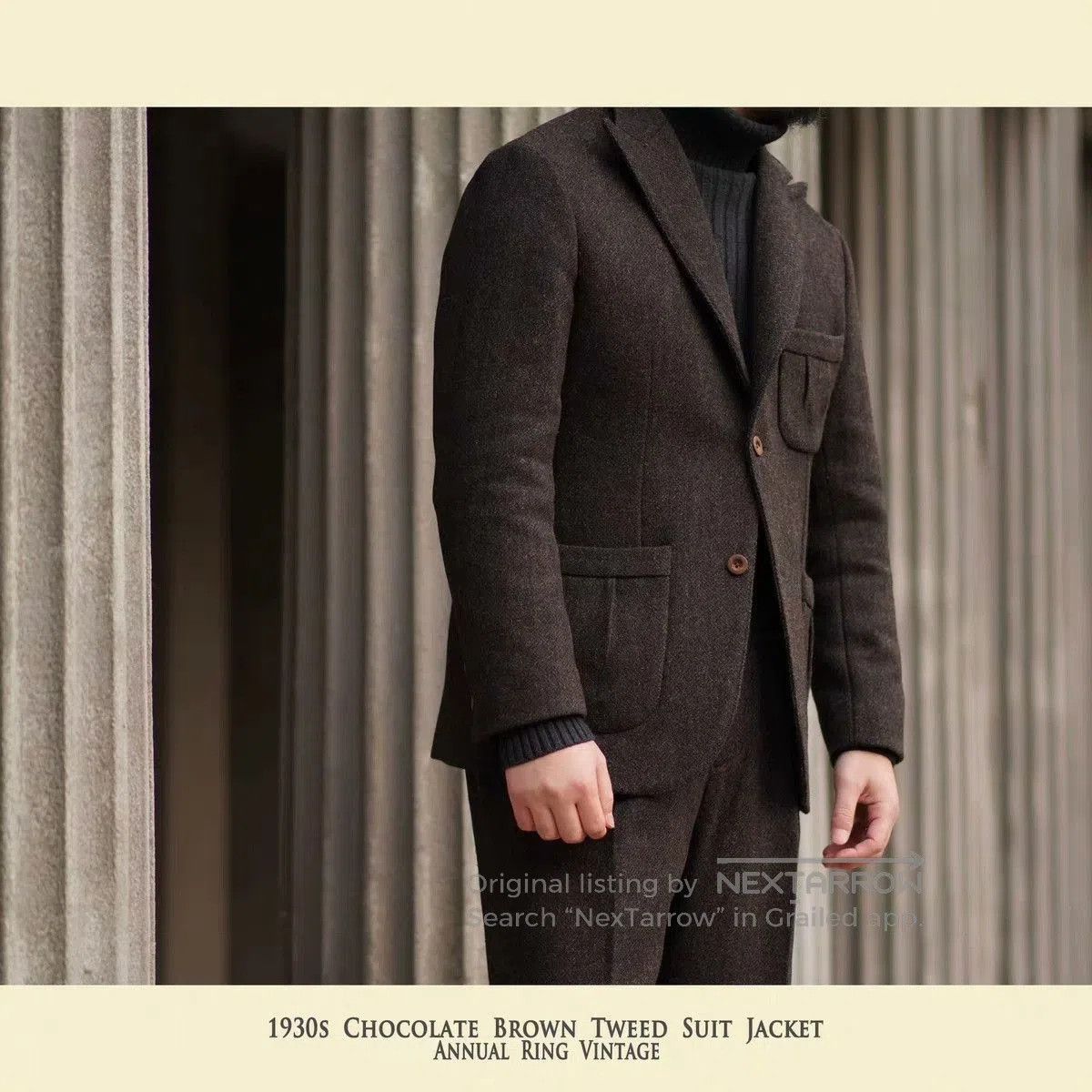 Vintage Retro Tweed Wool Men's Blazer. Size US XL / EU 56 / 4 - 1 Thumbnail