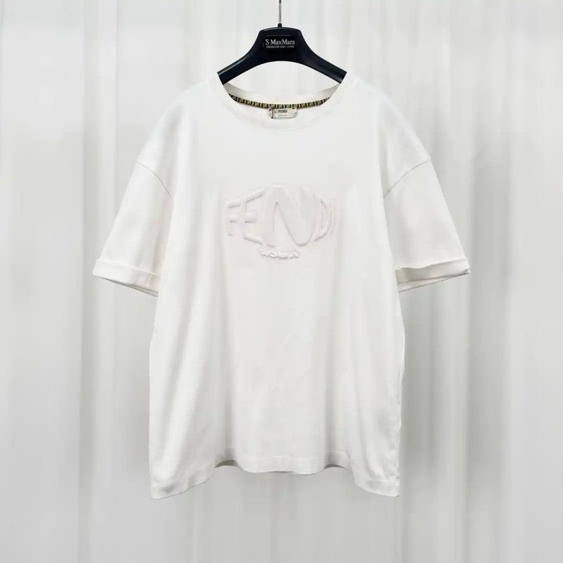 Fendi Fendi Summer White Cotton Logo T-Shirt 0089 Size US S / EU 44-46 / 1 - 1 Thumbnail