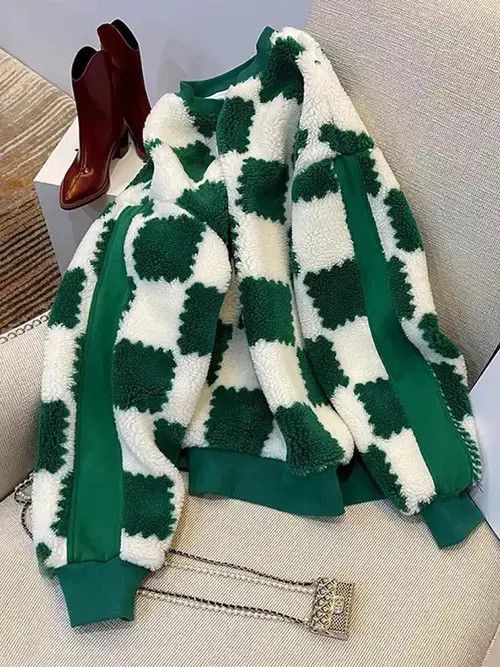 Japanese Brand × Vintage ZOKI Green Winter Women Sweatshirt Fashion Plaid Size ONE SIZE - 1 Thumbnail