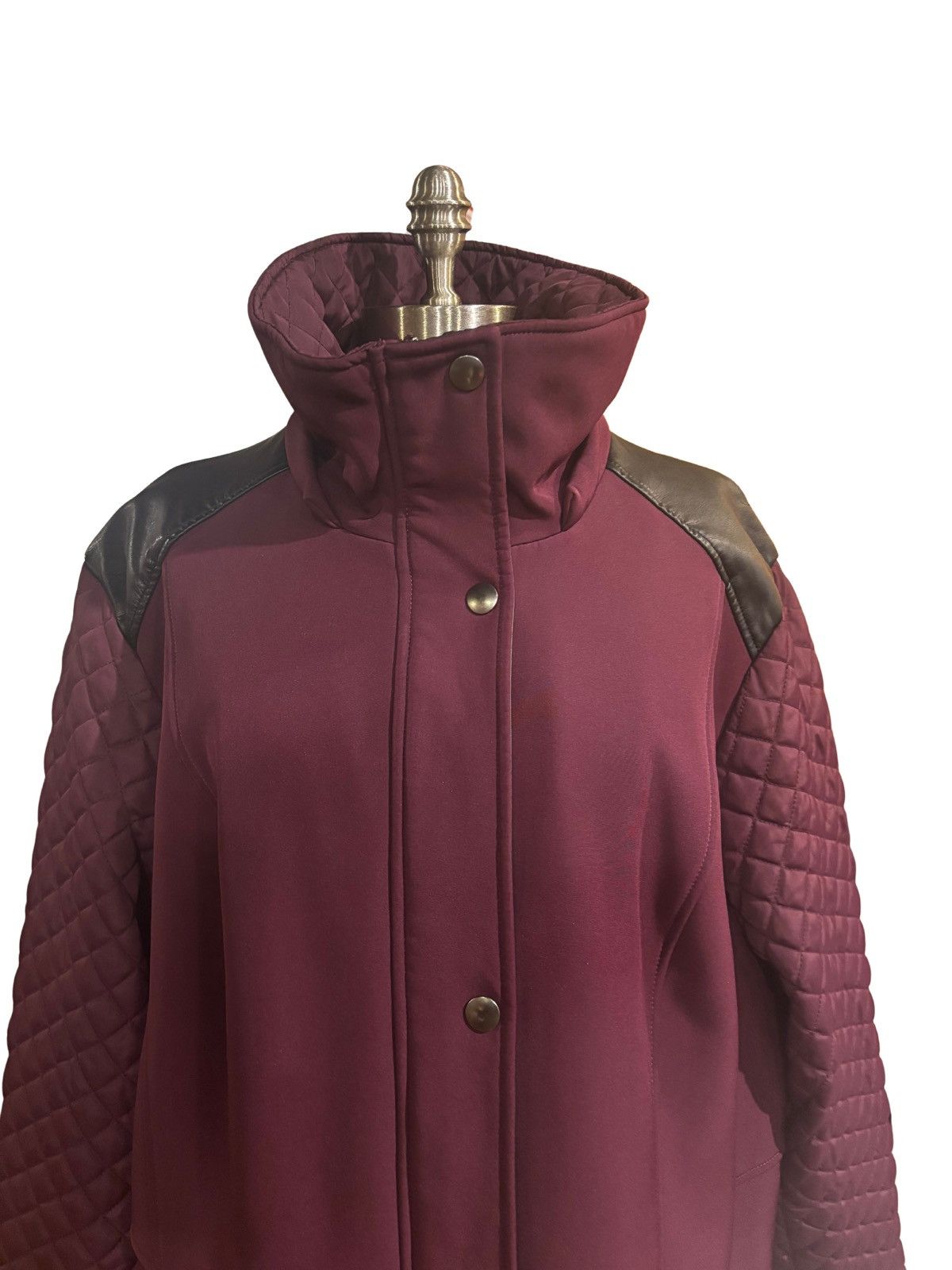 Other Women’s burgundy leather trim Jacket.wj1003 Size XXL / US 16-18 / IT 52-54 - 2 Thumbnail