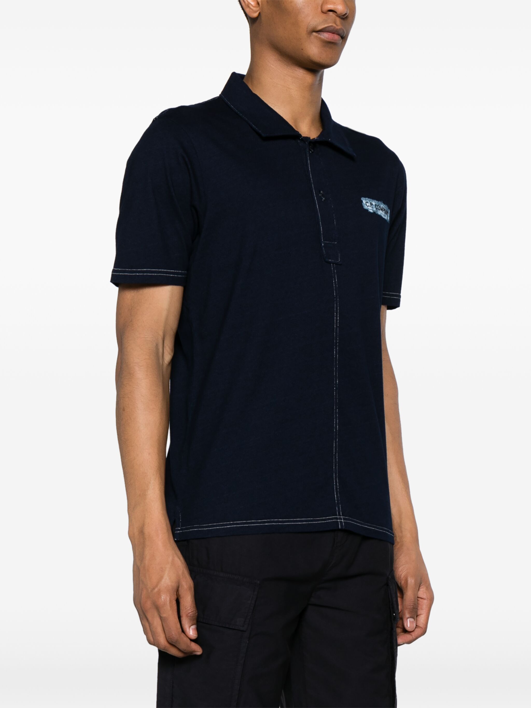 C.P. Company o1y1224 Logo Polo T-Shirt in Midnight Blue Size US S / EU 44-46 / 1 - 3 Thumbnail