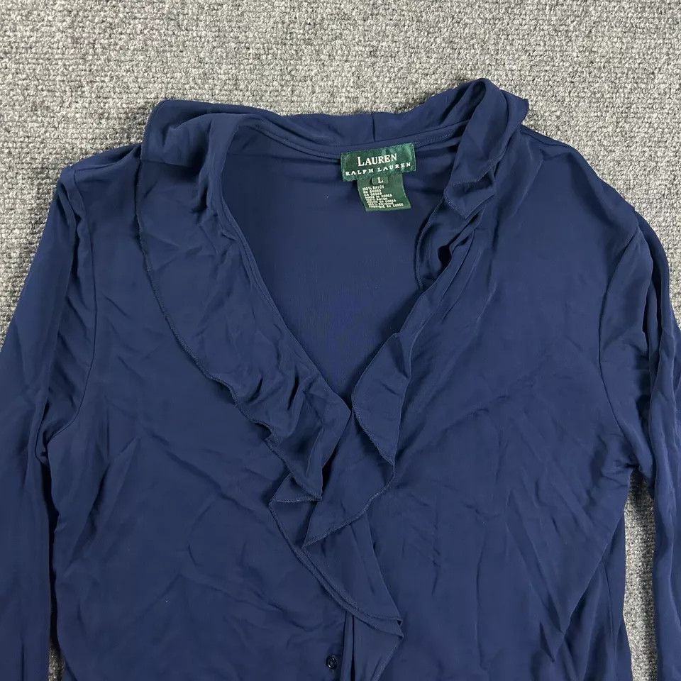 Lauren Ralph Lauren × Vintage Lauren Ralph Lauren Top Womens Large V-Neck Button Up Size L / US 10 / IT 46 - 2 Thumbnail
