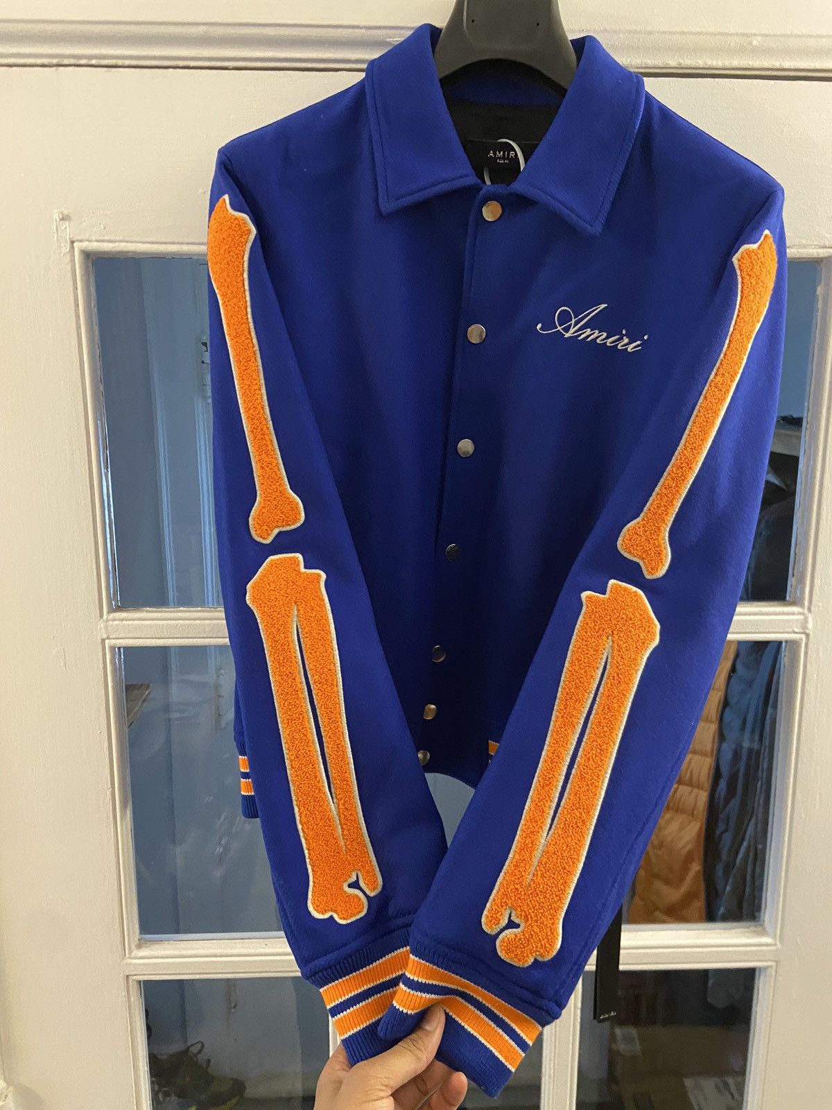 Amiri Amiri Bones Varsity Jacket Blue/Orange Size US S / EU 44-46 / 1 - 3 Thumbnail