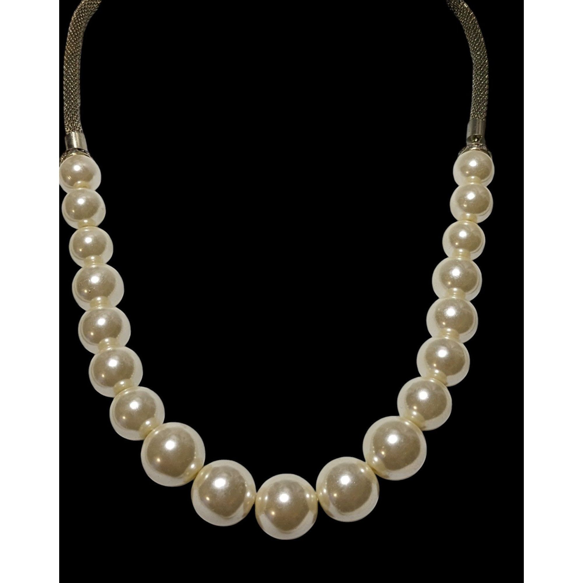 Other Vintage Retro Mesh Tube Faux Pearl Necklace Size ONE SIZE - 2 Thumbnail
