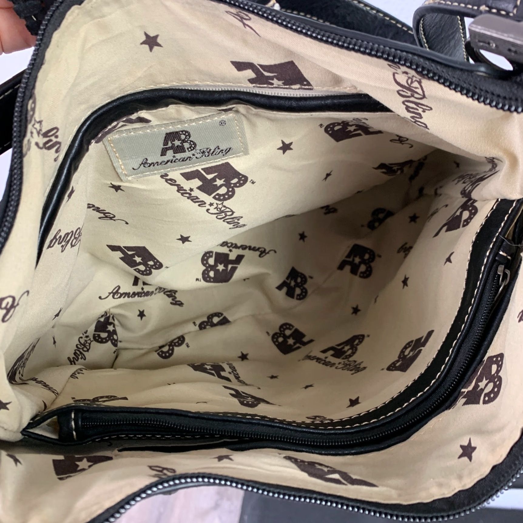 Vintage VINTAGE American Bling Shoulder Bag Purse Black Animal Print Concealed Carry NWT Size ONE SIZE - 8 Thumbnail
