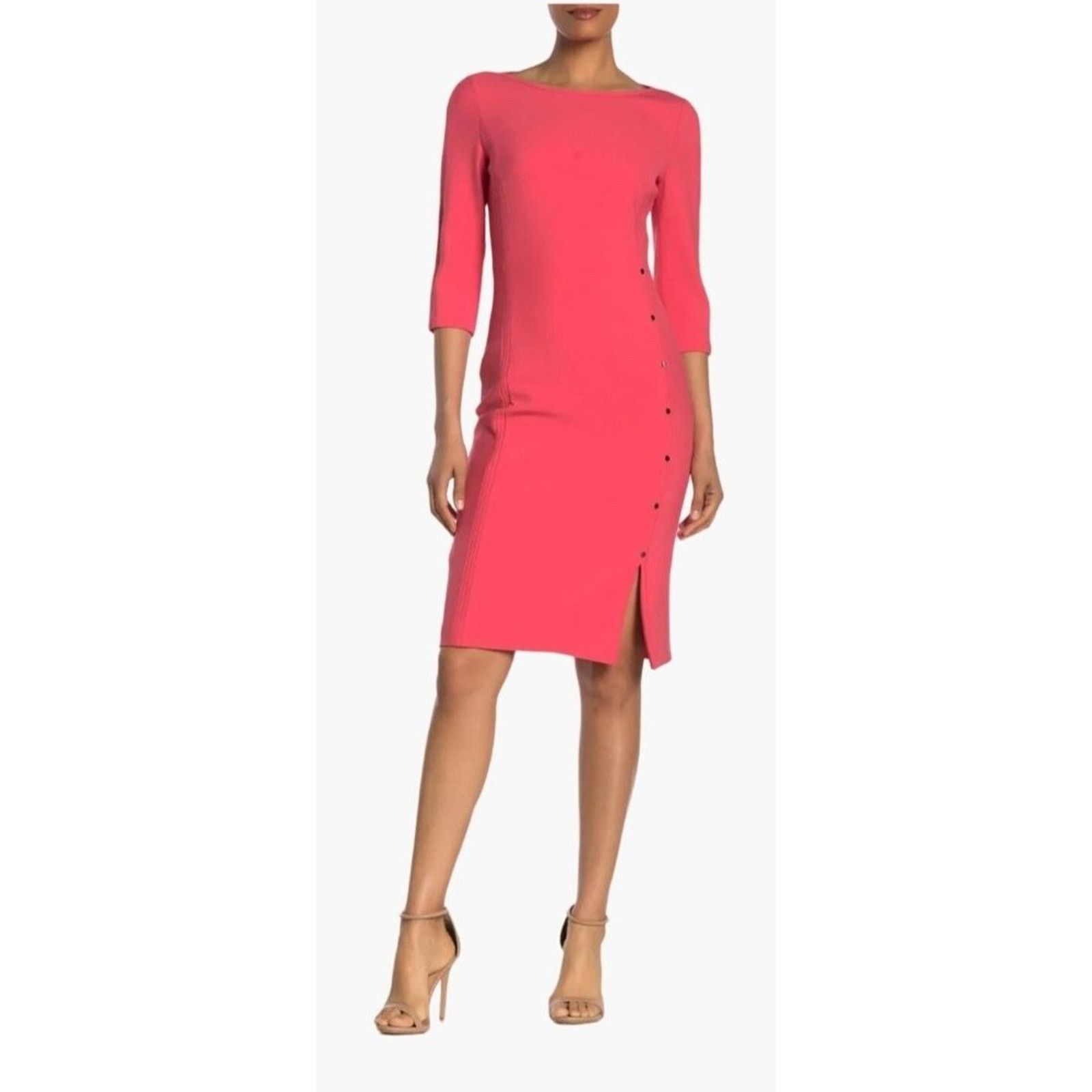 Hugo Boss HUGO BOSS Bright Pink DIKENA Ponte Knit Sheath Dress 8 Size M / US 6-8 / IT 42-44 - 2 Thumbnail