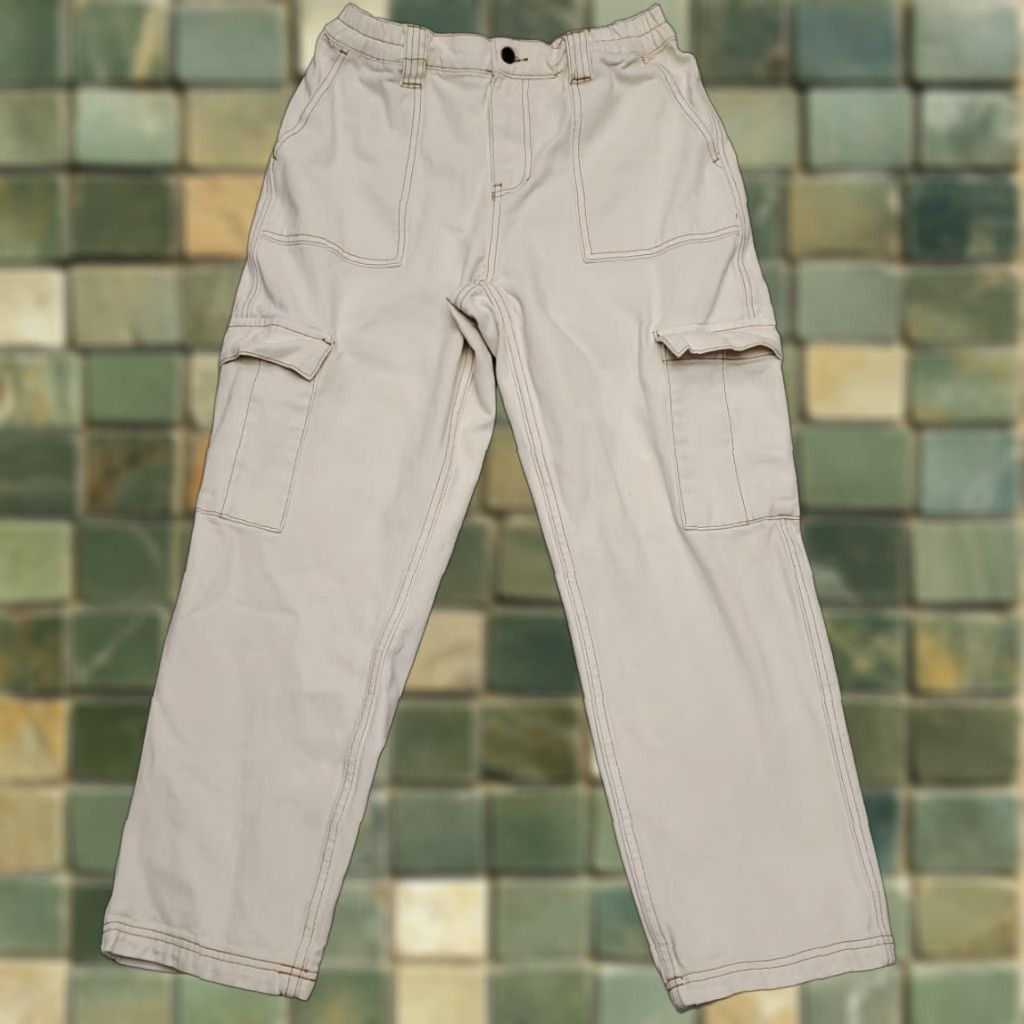 Pacsun Pacsun Cargo pants Mens Large White Twill Elastic Waist Y2k Retro Skate Utility Pants Size US 38 / EU 54 - 1 Thumbnail
