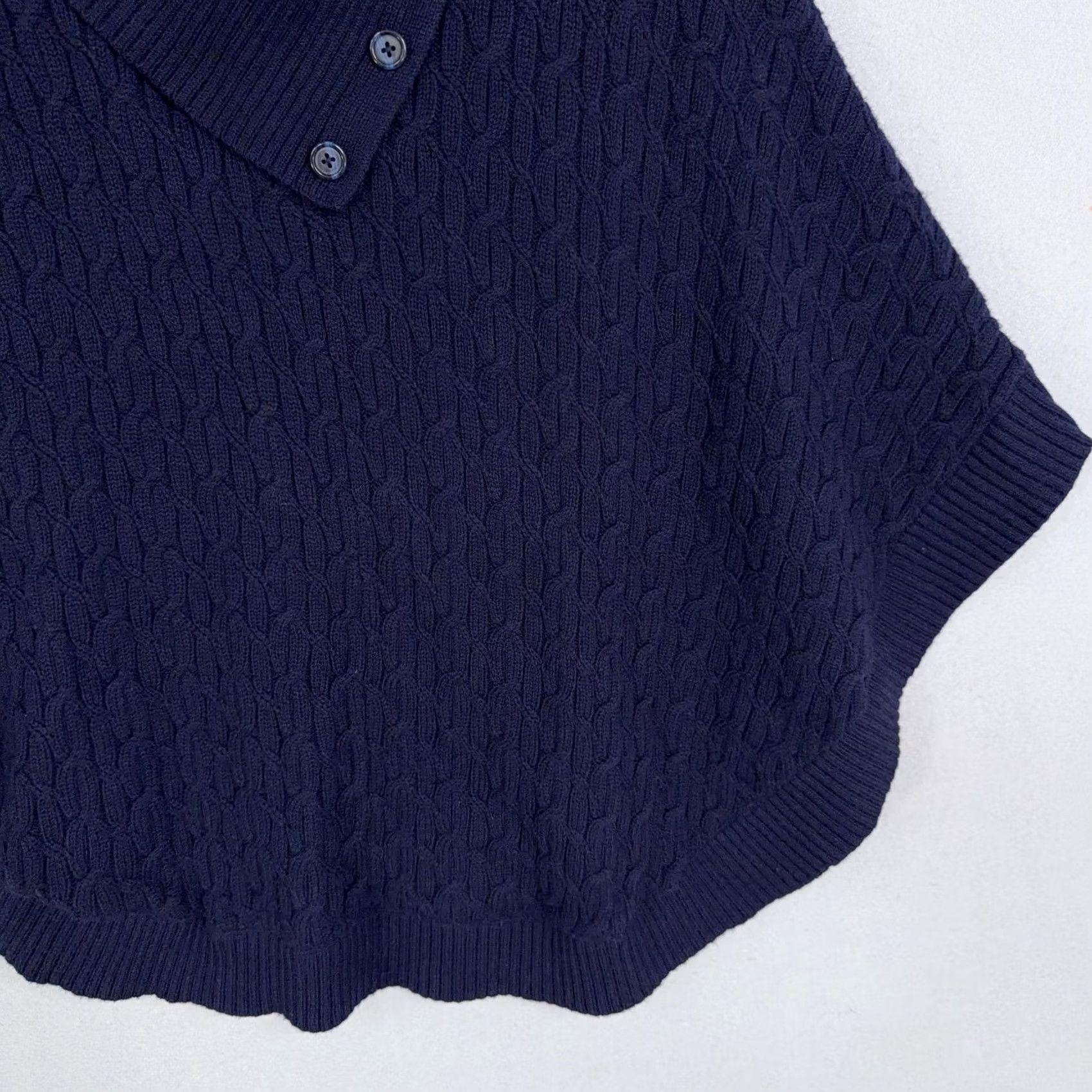 Talbots Talbots Sweater Cap e Womens Small Blue Cowl Neck Button Cable Knit Poncho Size S / US 4 / IT 40 - 3 Thumbnail