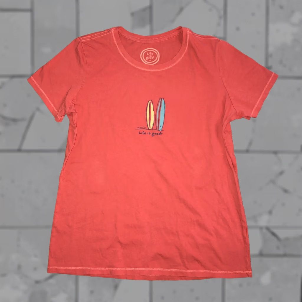 Life is Good Life is Good Orange T-Shirt Womens M Cap Sleeve Size M / US 6-8 / IT 42-44 - 1 Thumbnail