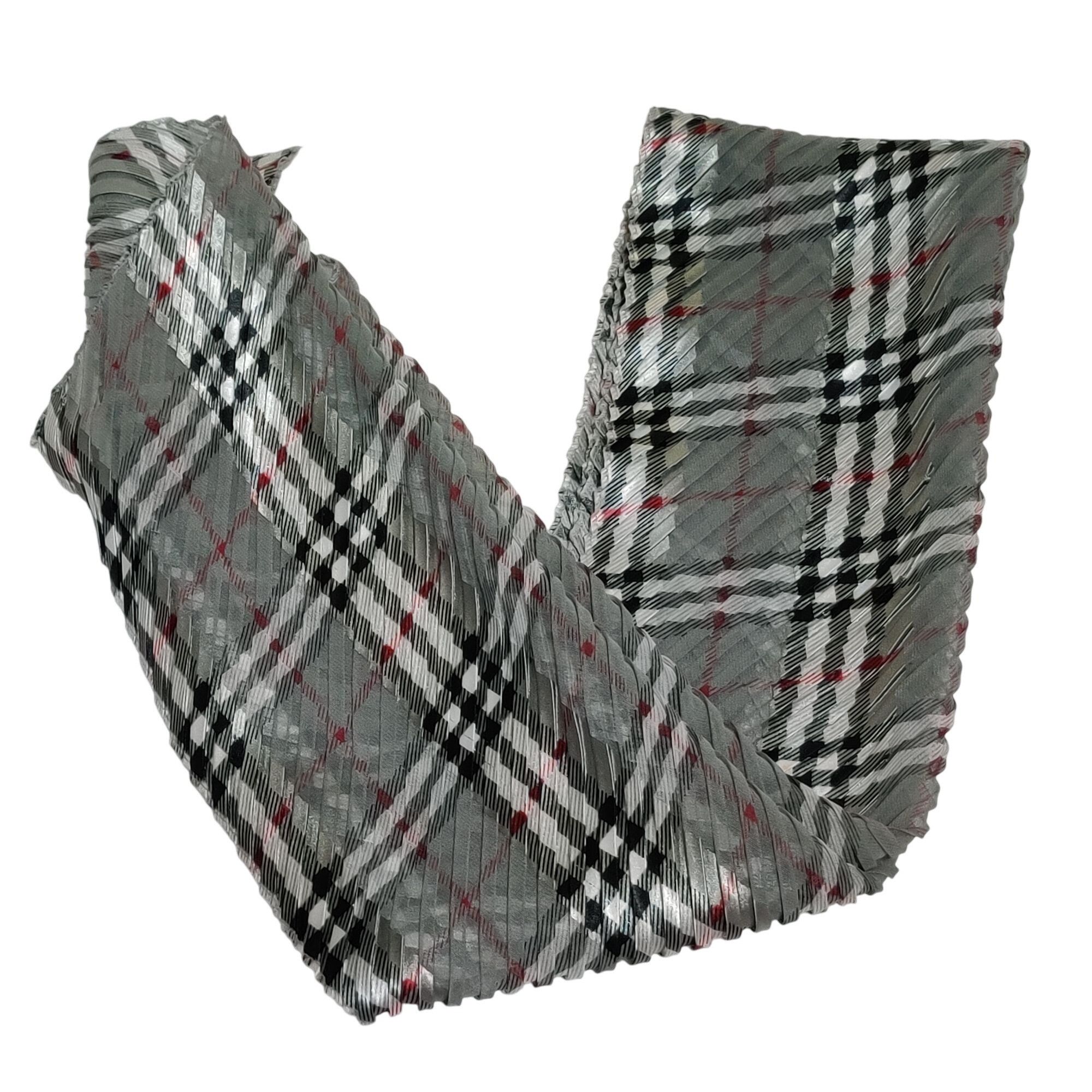 Other Classic Nova Check Plaid Scarf Neutral Gray Black Crinkle Pl Size ONE SIZE - 7 Thumbnail