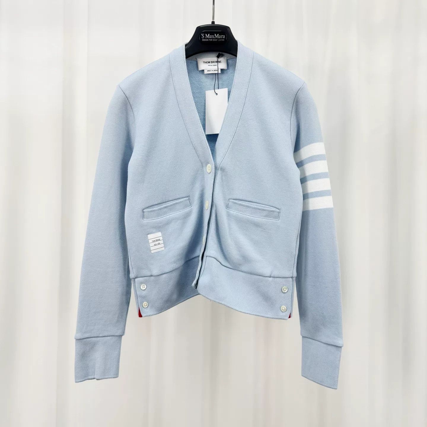 Thom Browne Light Blue Striped Knit Cardigan Size US M / EU 48-50 / 2 - 1 Thumbnail