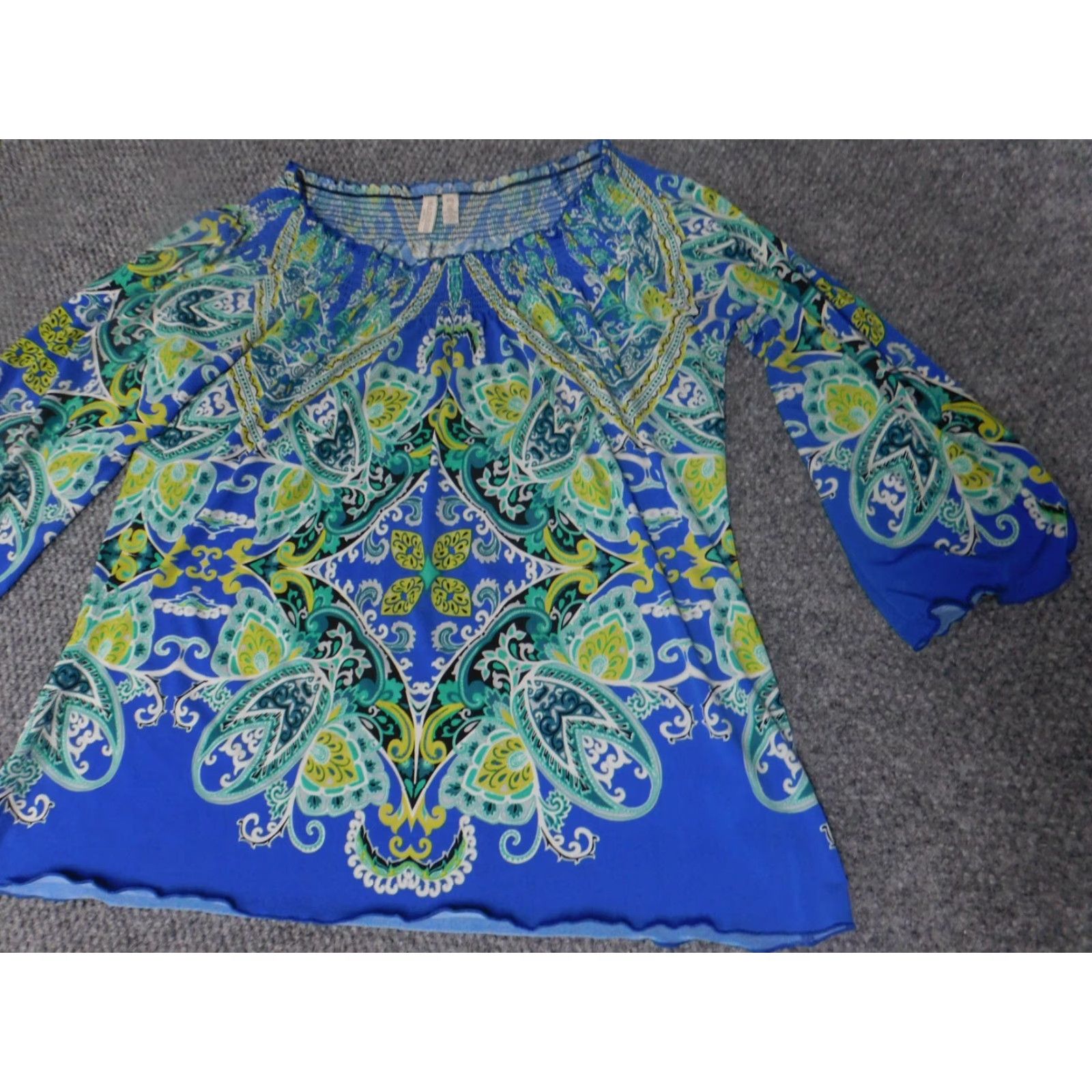 Madison Madison Womens Blouse PS Petite Blue Pullover Raglan Sleeve Knit Nylon Polyester Crew Neck Casual Modern Regular Short Sleeve? Size S / US 4 / IT 40 - 3 Thumbnail