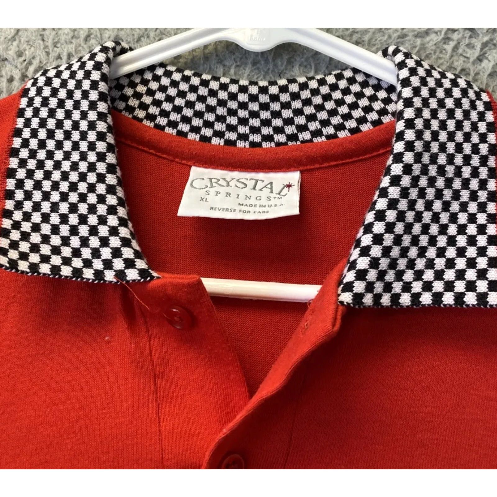 Vintage Crystal Polo Shirt Red Men's Short Sleeve Button Collared XL 46-44 Size Regular Fits Size US XL / EU 56 / 4 - 3 Thumbnail