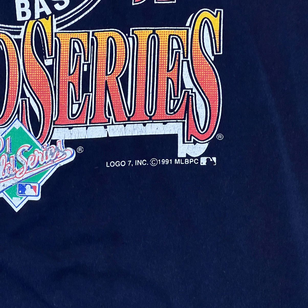 Logo 7 Vintage Atlanta Braves 1991 World Series T Shirt Large Navy Size US L / EU 52-54 / 3 - 2 Thumbnail