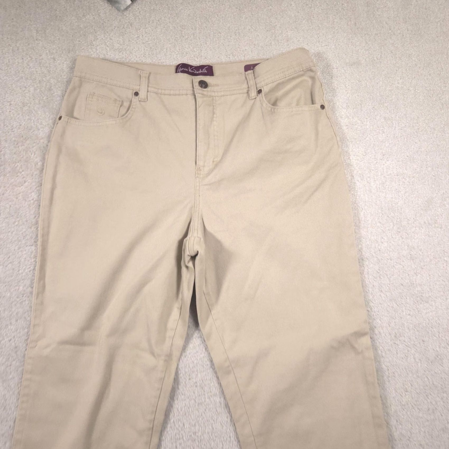 Gloria Vanderbilt Gloria Vanderbilt Jeans Womens 16 Short Beige High Rise Tapered Stretch Emergent: Violet? Size 38" / US 16 / IT 52 - 3 Thumbnail