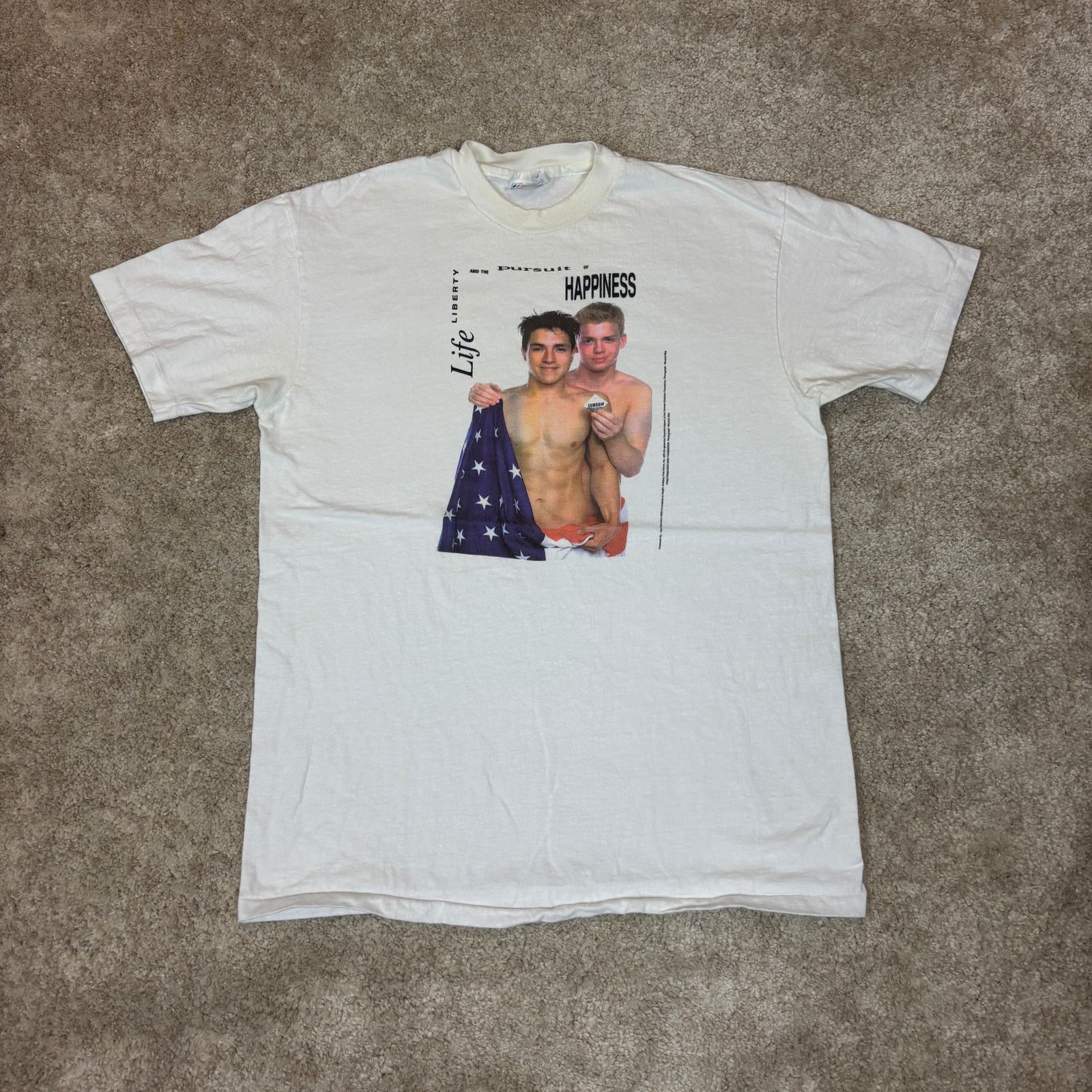 Hanes × Vintage VTG 90s Life Liberty Pursuit of Happiness AIDS Shirt Men's L Size US L / EU 52-54 / 3 - 2 Thumbnail