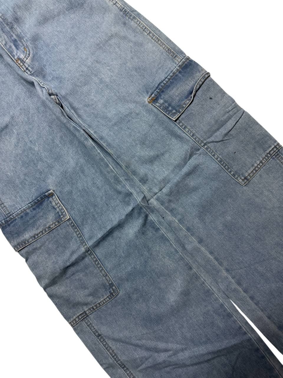 20471120 💥Baggy💥Shein Wide Leg Blue Pocket Carpenter Jeans Streetwear Size US 29 - 4 Thumbnail