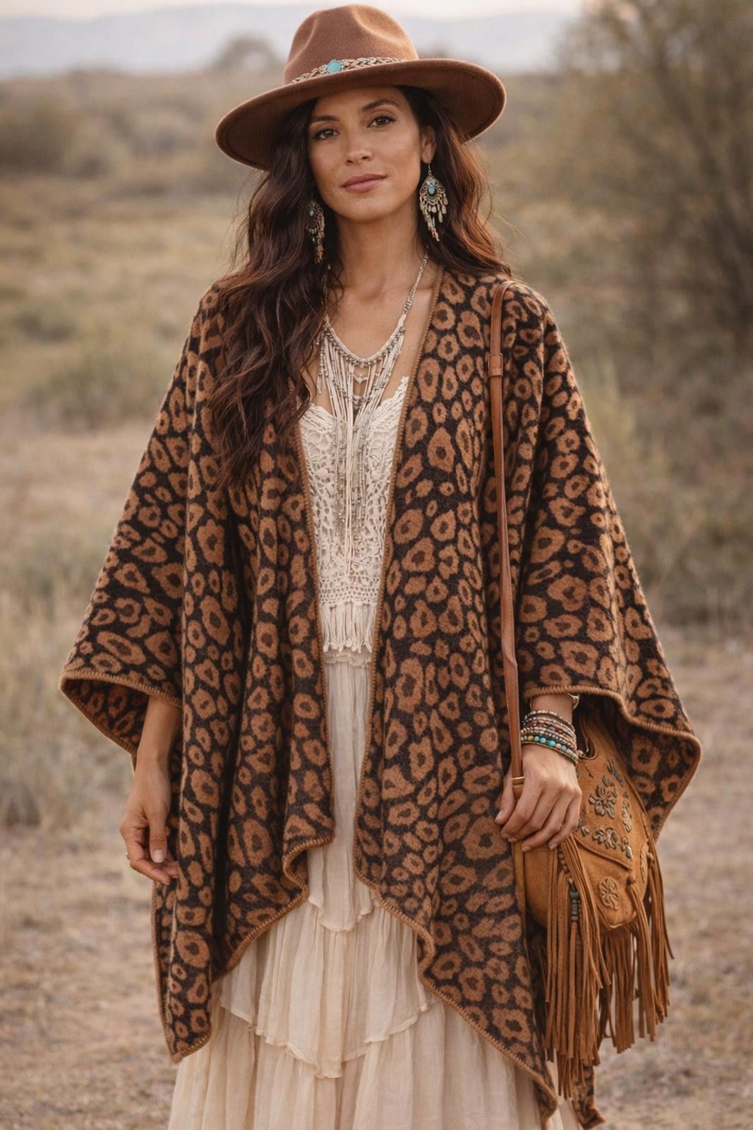 Other SERRV international Alpaca Boho Brown Leopard Print Komodo Size ONE SIZE - 1 Thumbnail