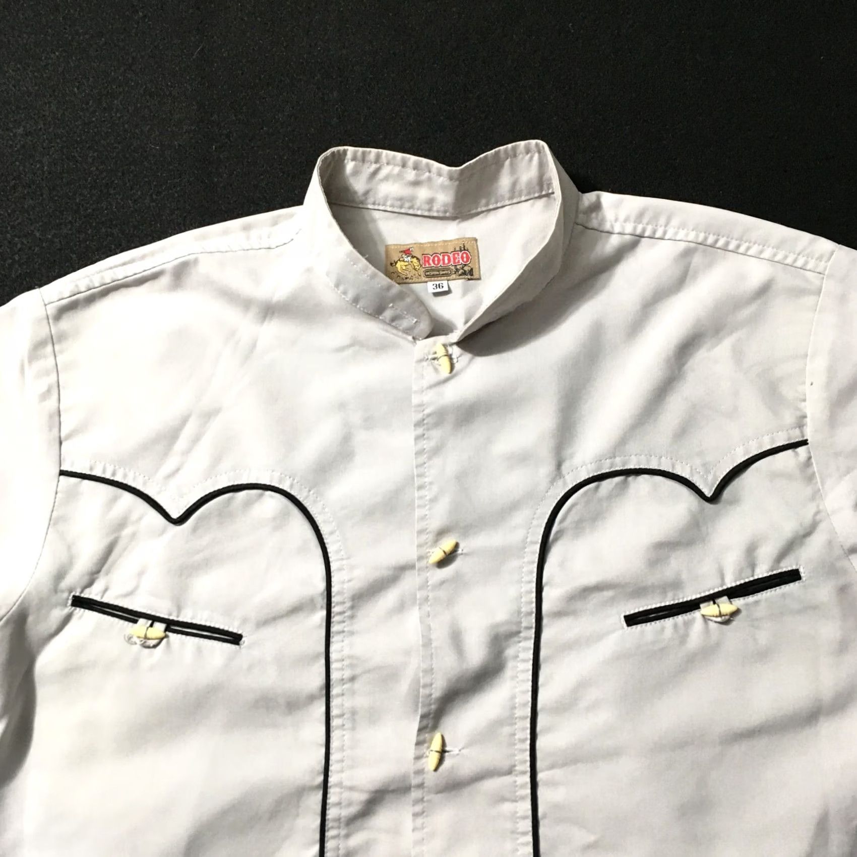 Vintage VINTAGE Rodeo Shirt Gray Beige Cowboy Western 36 Men Button-Up Long Sleeve Cotton Blend Canvas Cowboy Theme 90s? Size US M / EU 48-50 / 2 - 3 Thumbnail