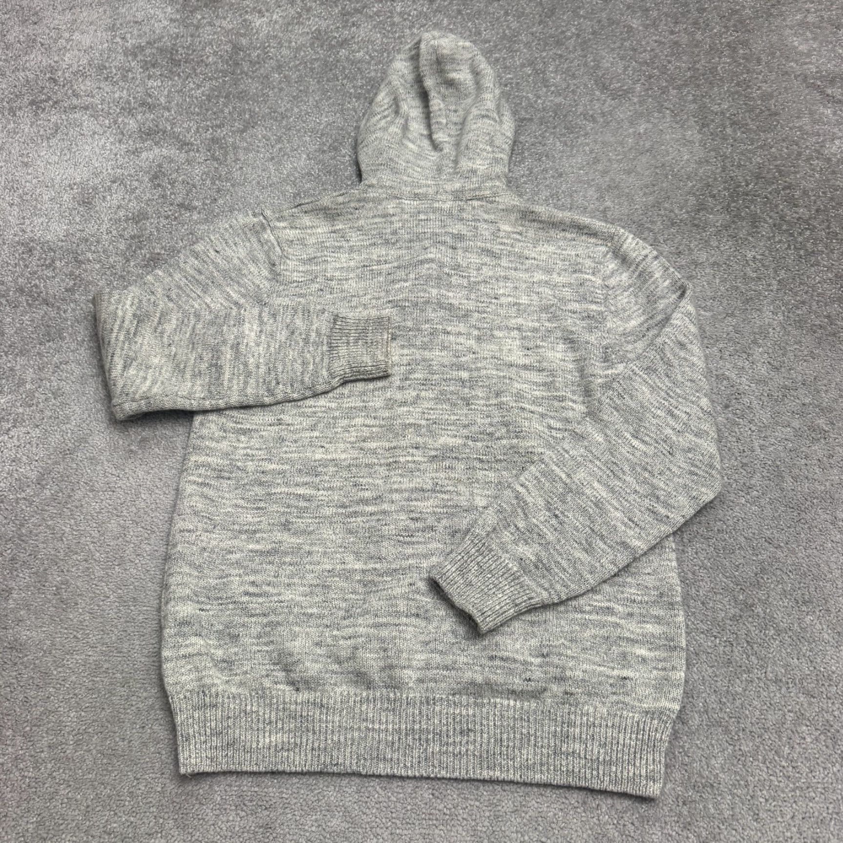 H&M H&M Mens Long Hoodie Knitted Sweater Medium Marled Gray Henley Cotton Pullover Size US M / EU 48-50 / 2 - 2 Thumbnail
