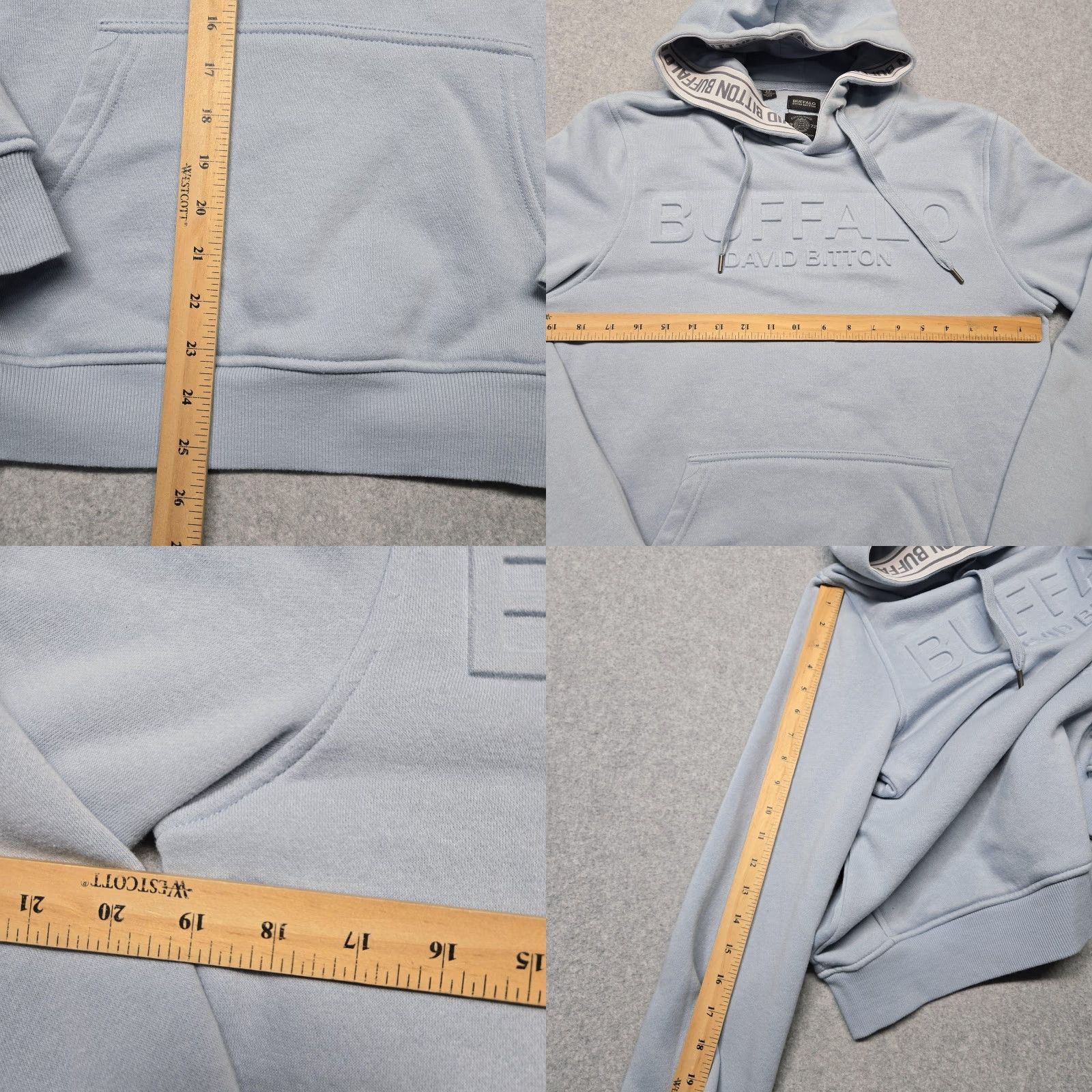 Buffalo David Bitton Buffalo David Bitton Hoodie Mens S Blue Pullover Fleece Embossed Logo Drawstring Size US S / EU 44-46 / 1 - 9 Thumbnail
