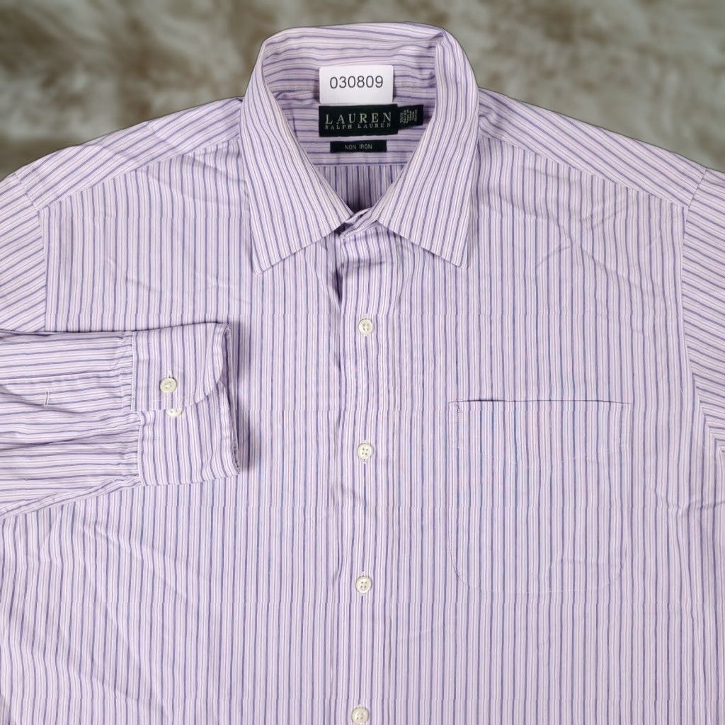 Ralph Lauren Ralph Lauren Dress Shirt Mens 15.5 Purple Striped Long Sleeve Button-Down Regular Fit Size 40R - 1 Thumbnail