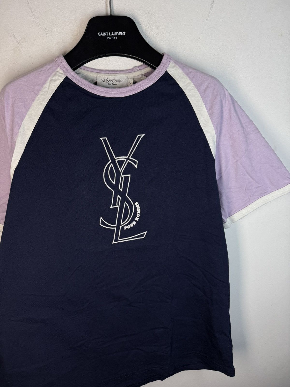 Yves Saint Laurent Blue YSL T-shirt Big Logo YSL Shirt Size US M / EU 48-50 / 2 - 12 Thumbnail