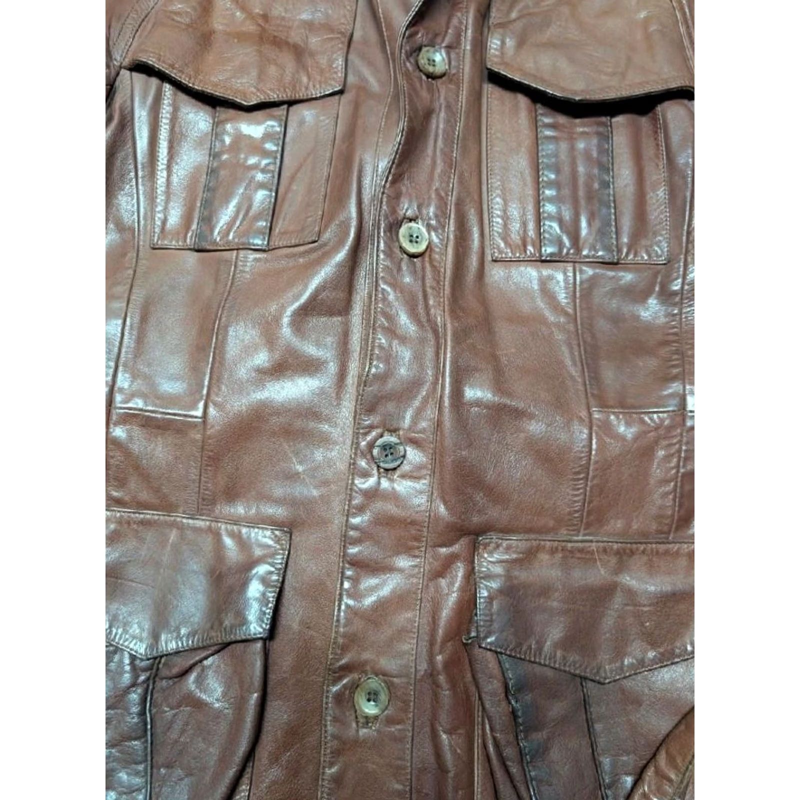Vintage VINTAGE 1950s HORSEHIDE brown leather BELTED jacket coat 38 MOTORCYCLE norfolk Mens Size US S / EU 44-46 / 1 - 6 Thumbnail