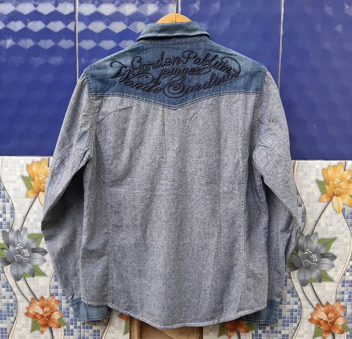 Hysteric Glamour 2000s In Tne Attic Japanese Poem Snap Denim Shirt y2k Size US M / EU 48-50 / 2 - 2 Thumbnail