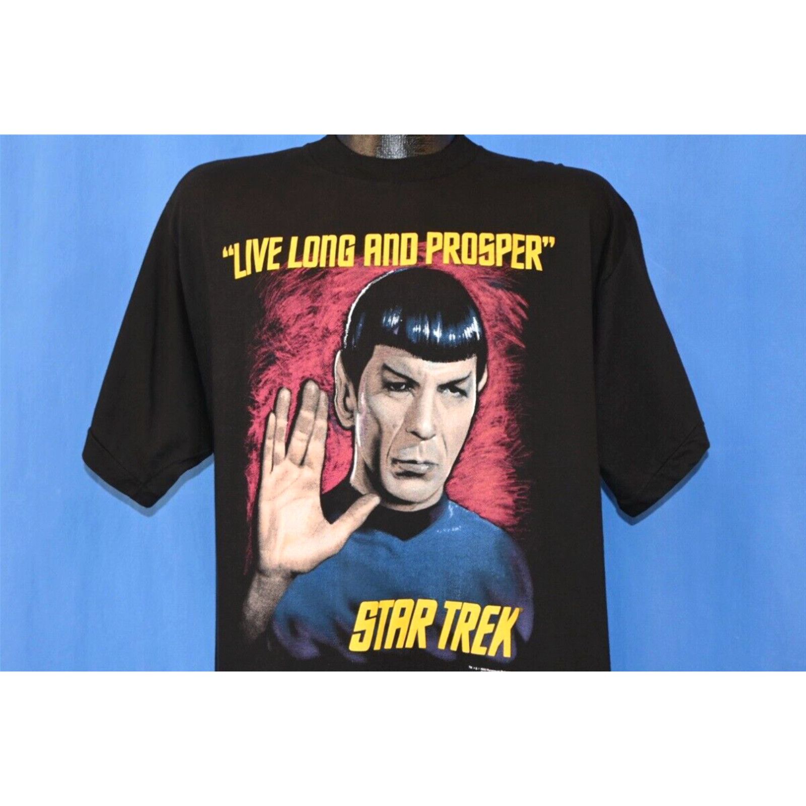 image of Vintage VTG 90's Star Trek Spock Live Long & Prosper Leonard Nimoy T-Shirt Extra Large XL in White