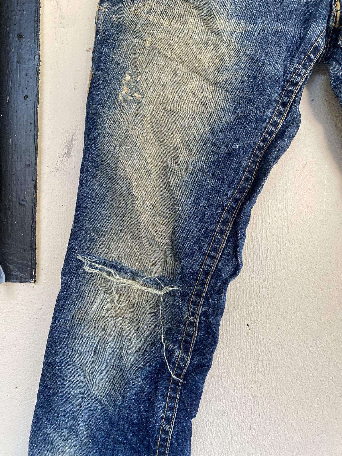 Japanese Brand LOLITA Contrast Stitch Distressed Denim Size 29" - 6 Thumbnail