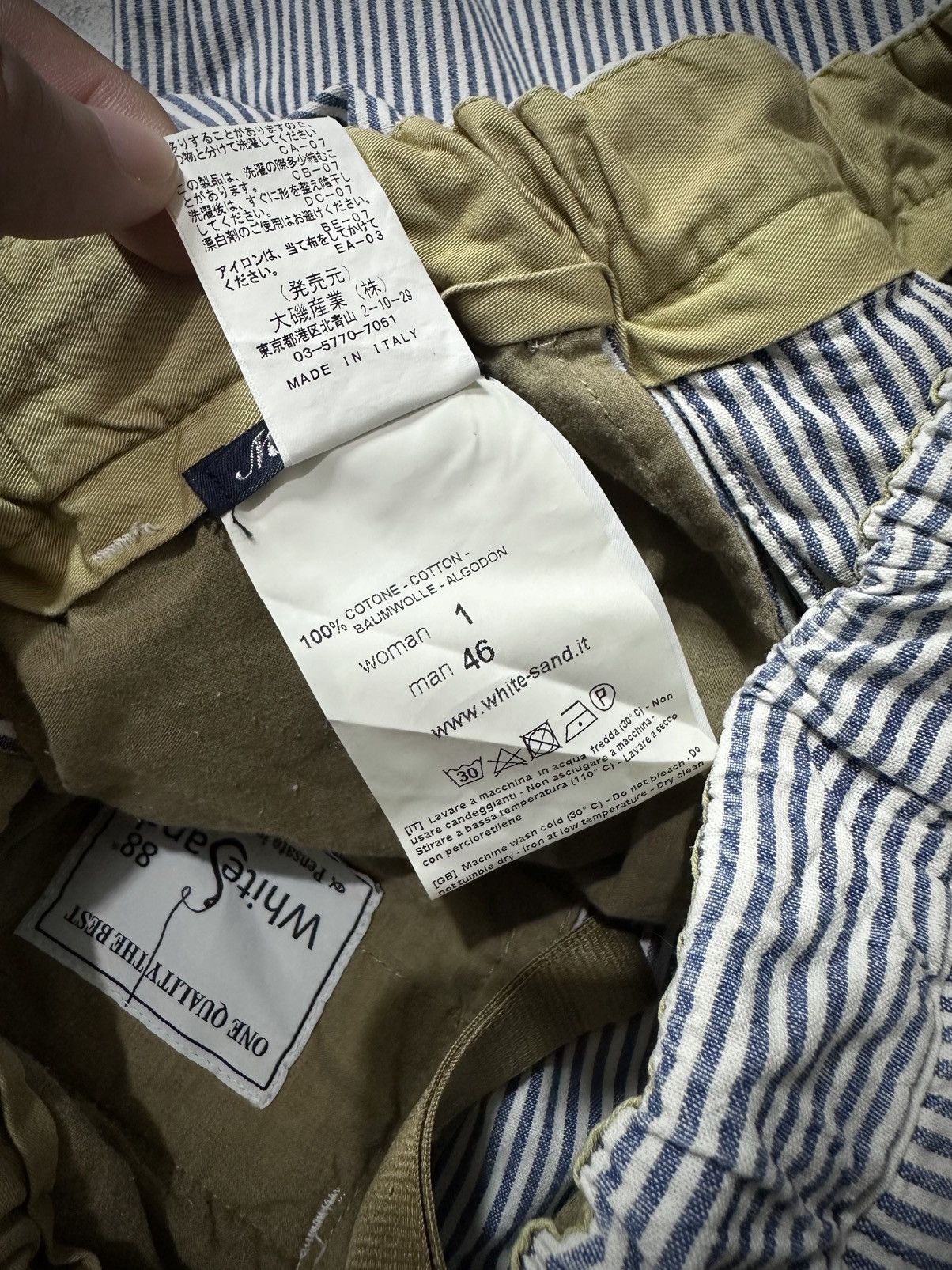 Vintage White Sand Modern Hickory Stripe Belted Pants, Men's (Size 30) — image 5 of 5