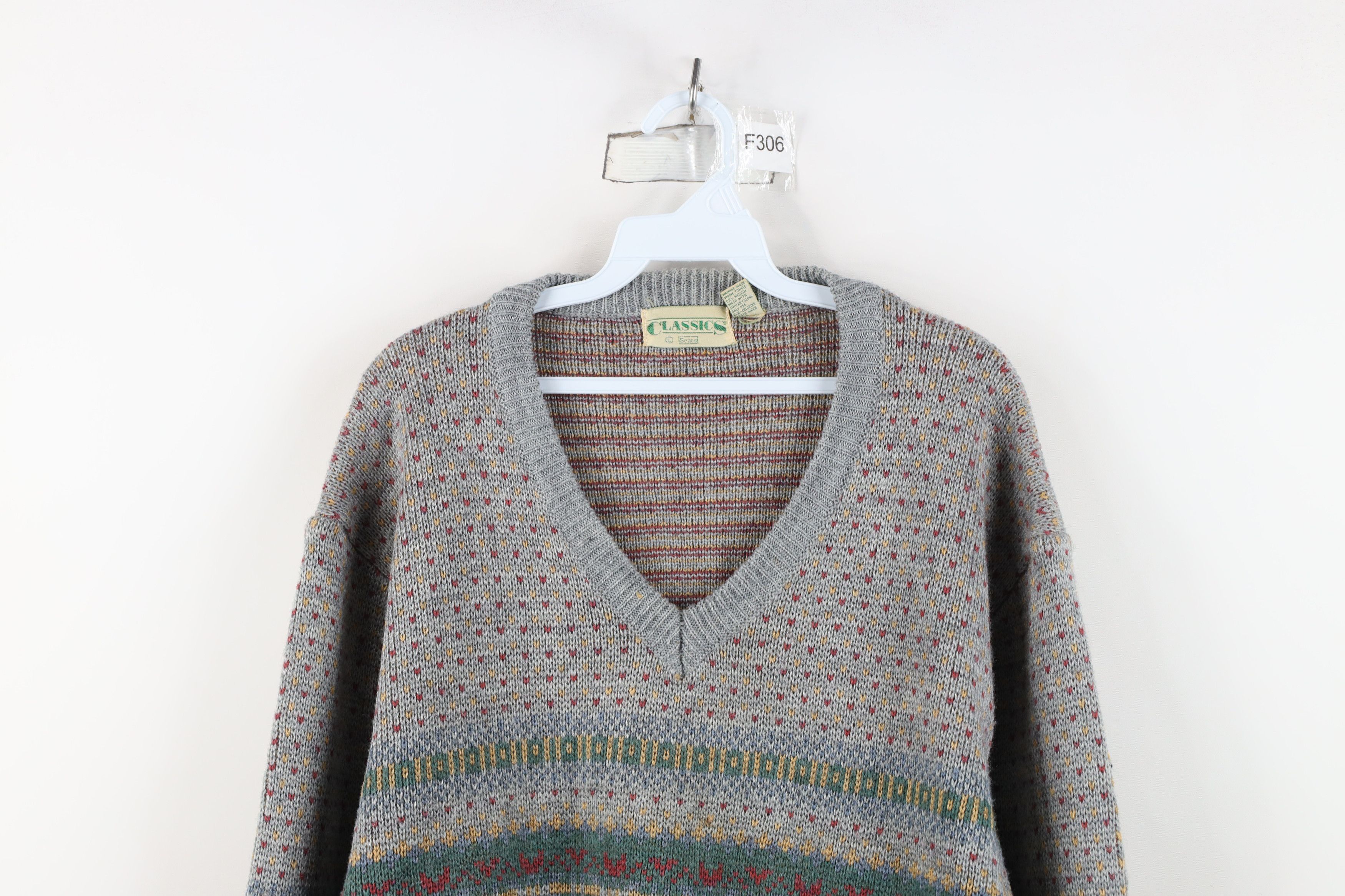 Vintage Vintage 70s Streetwear Rainbow Fair Isle Knit Sweater Size L / US 10 / IT 46 - 2 Thumbnail