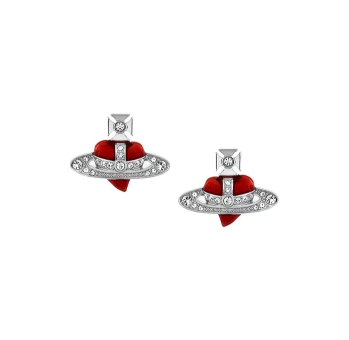 Vivienne Westwood Vivienne Westwood Diamante Asymmetrical Heart Earrings Size ONE SIZE - 8 Thumbnail