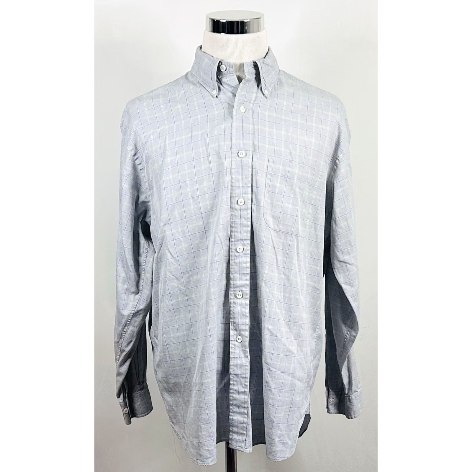 Brooks Brothers Brooks Brothers Country Club Button-Down Shirt Glen Plaid Gray Blue Cotton Large Multicolor Mens Regular Long Sleeve Collared Shirt Size US L / EU 52-54 / 3 - 2 Thumbnail