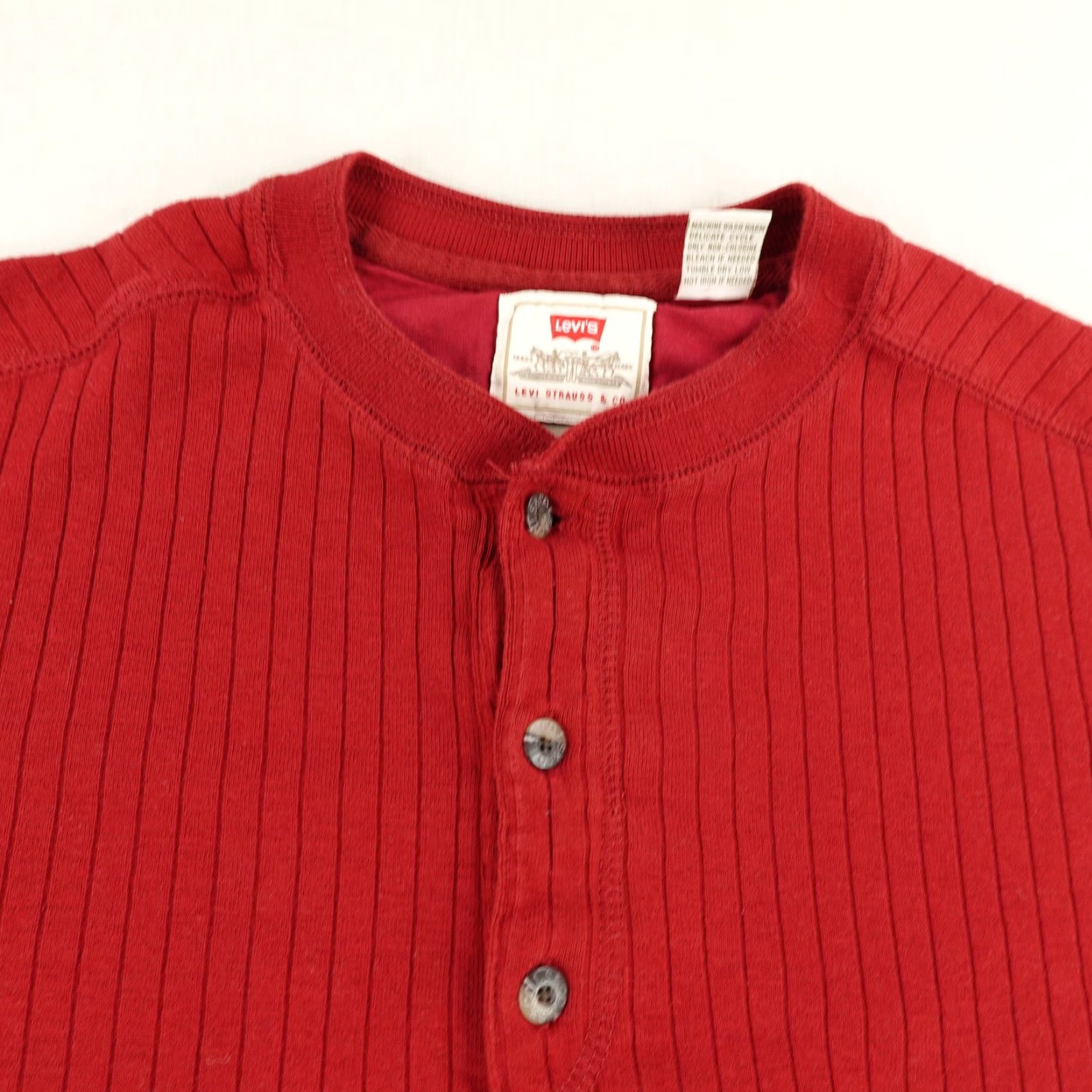 Levi's VINTAGE Levi's Sweater Mens M Lux Knit Henley Thermal Red 90s USA Mens Size US M / EU 48-50 / 2 - 2 Thumbnail