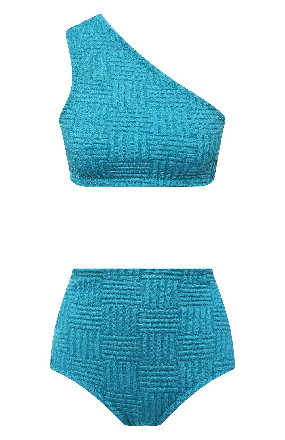Bottega Veneta BOTTEGA VENETA blue two piece one shoulder bikini swimsuit L Size 30" / US 8 / IT 44 - 2 Thumbnail