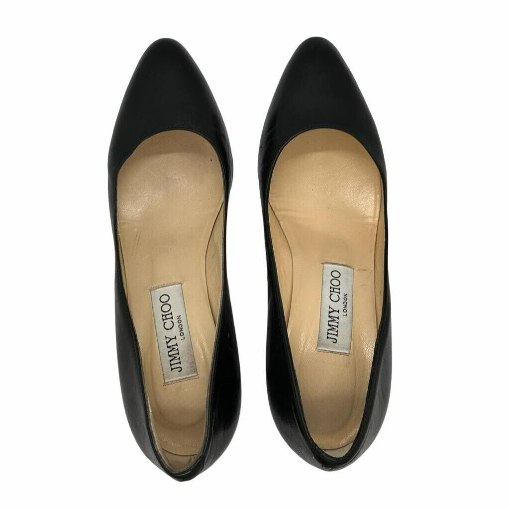 Jimmy Choo ⭐ Jimmy Choo Women's Pumps Sz 7 37 Black Leather Almond Toe Size US 7 / IT 37 - 6 Thumbnail