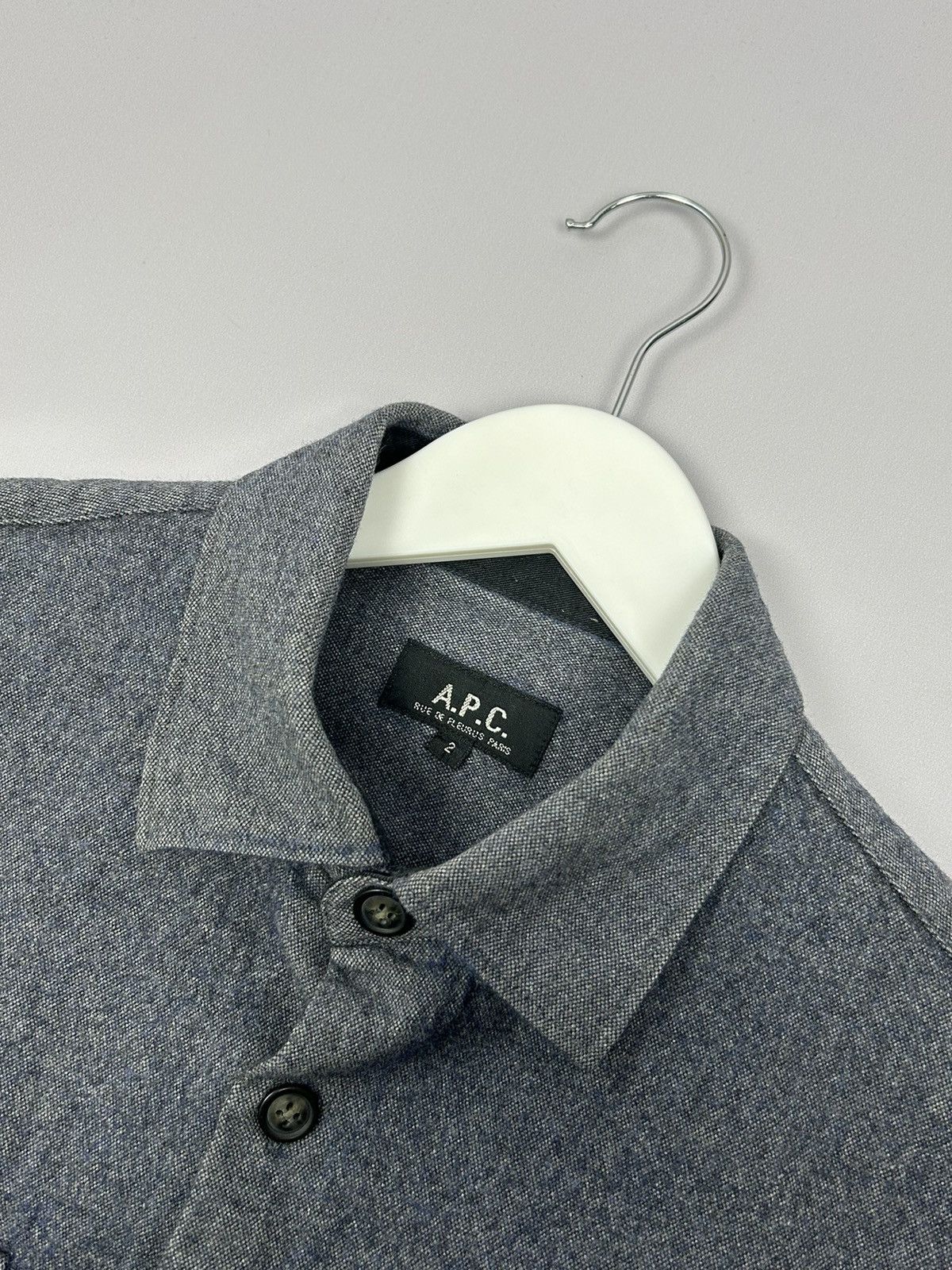 A.P.C. × Vintage A.P.C. Grey Structured Wool Cotton Shirt Size S Size US S / EU 44-46 / 1 - 5 Thumbnail