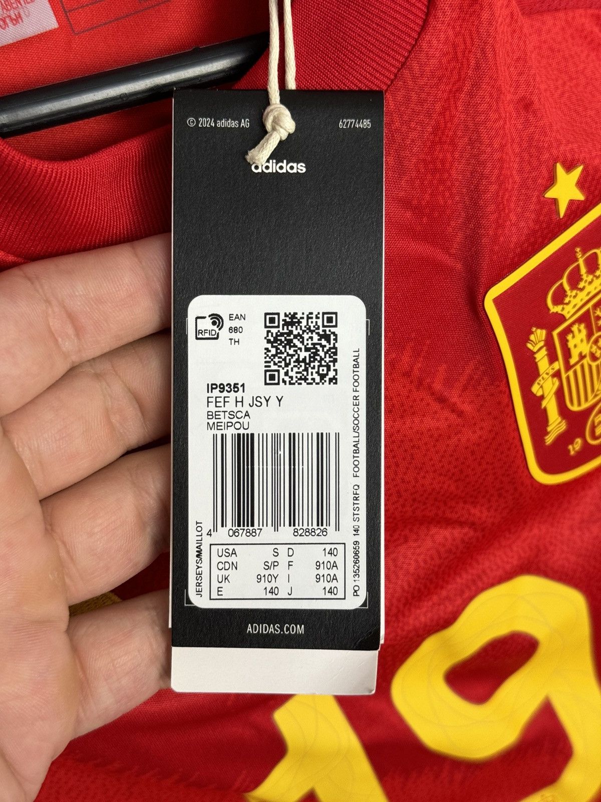 Adidas KIDS New Spain National Team 2024 Home Football Jersey Size US XS / EU 42 / 0 - 10 Thumbnail