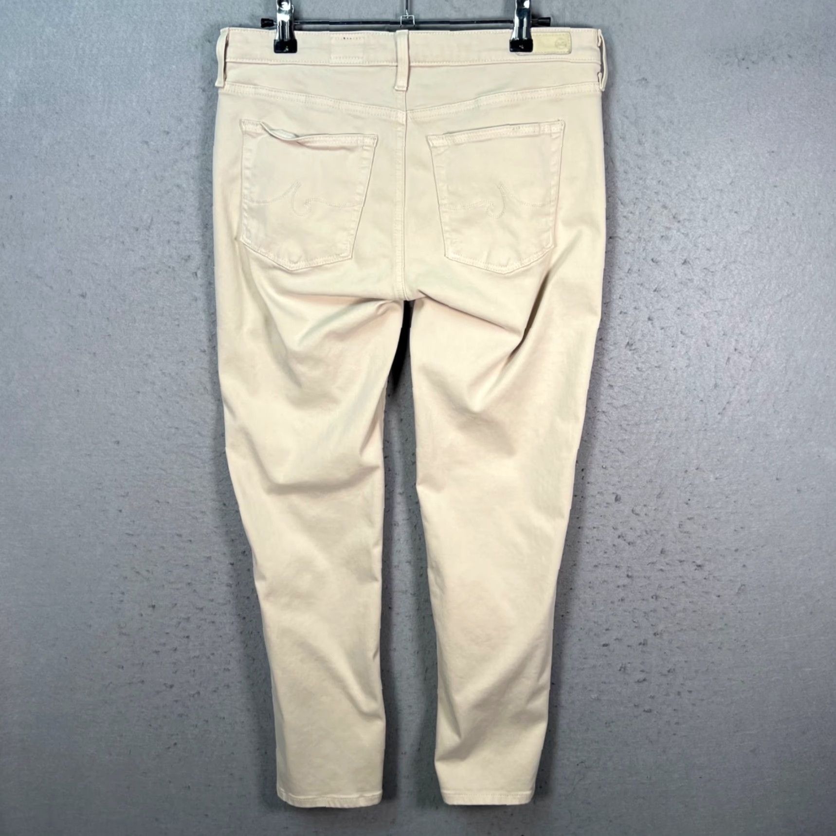 Vintage AG Adriano Goldschmied Womens Pants Cropped Beige Cotton Blend 28R Tapered Flat Front 26 Inseam Casual Size 28" / US 6 / IT 42 - 2 Thumbnail