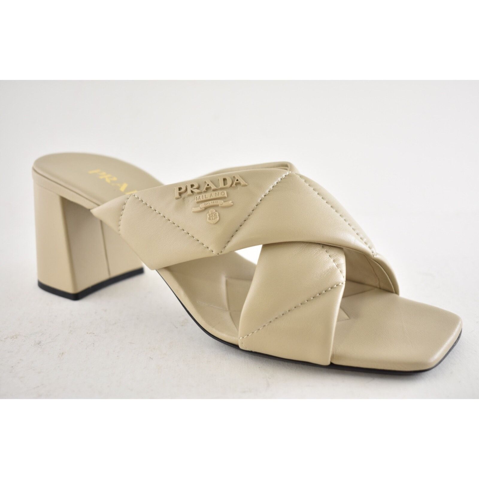 Prada Prada Deserto 65mm Quilted Criss Cross Logo Slide Sandal Size US 10.5 / IT 40.5 - 4 Thumbnail
