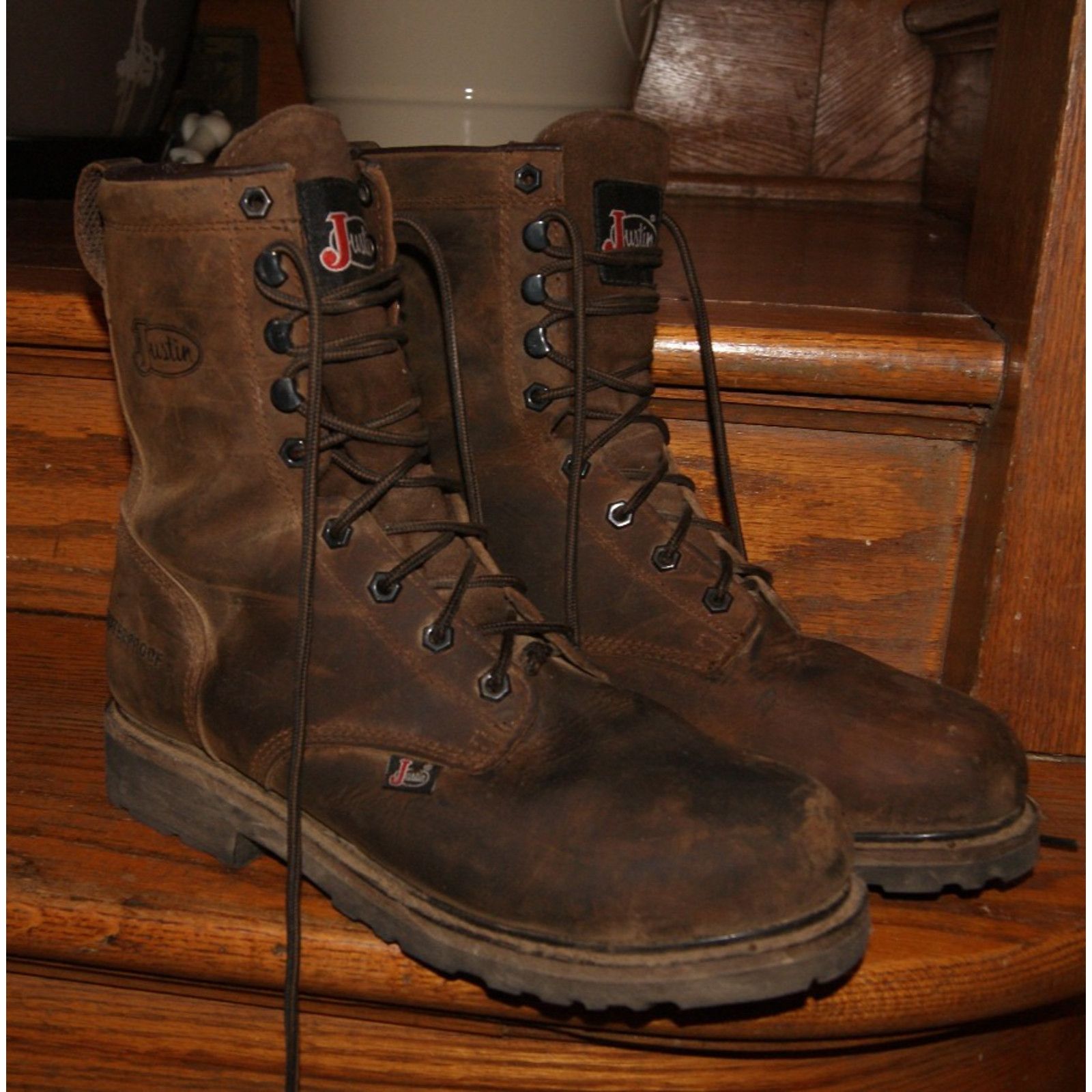 Justin Boots Men's 9D Justin Original 8" Steel Toe WP Work Boot SE961 Size US 9 / EU 42 - 1 Thumbnail